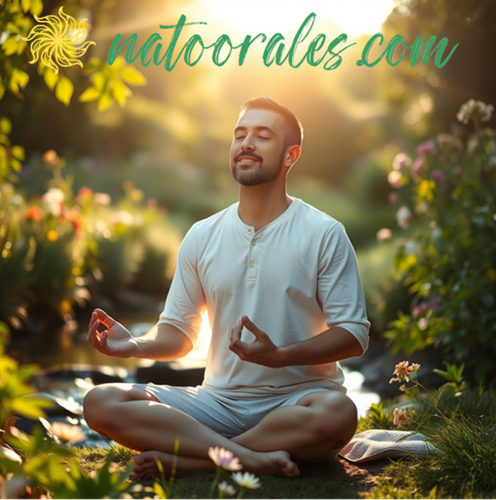 Man Meditating with Logo