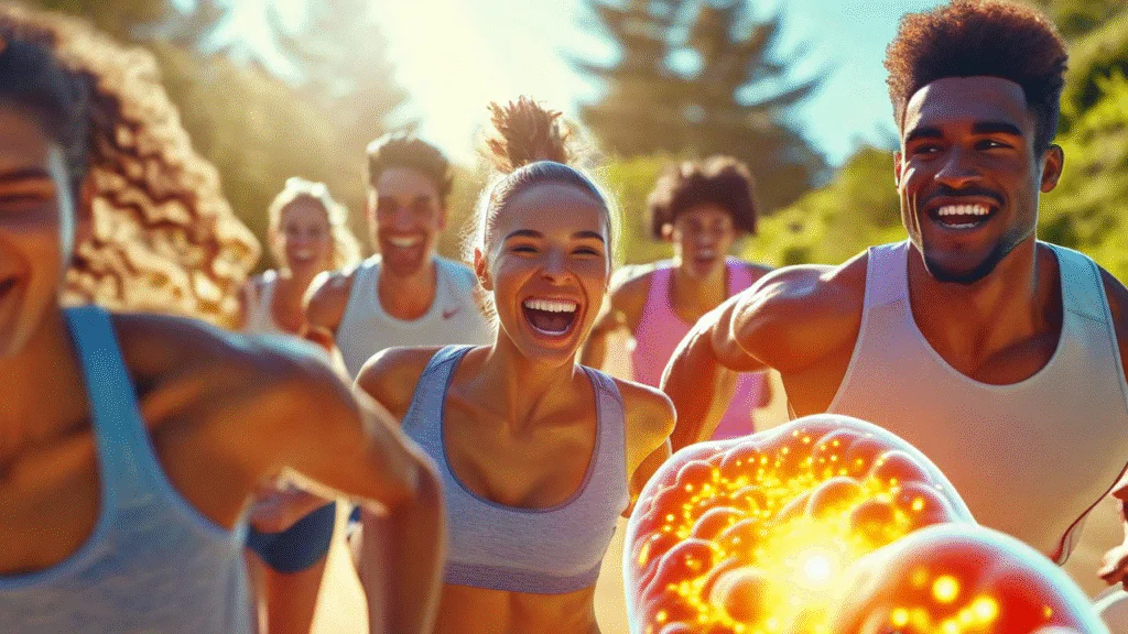 A group of healthy individuals running.