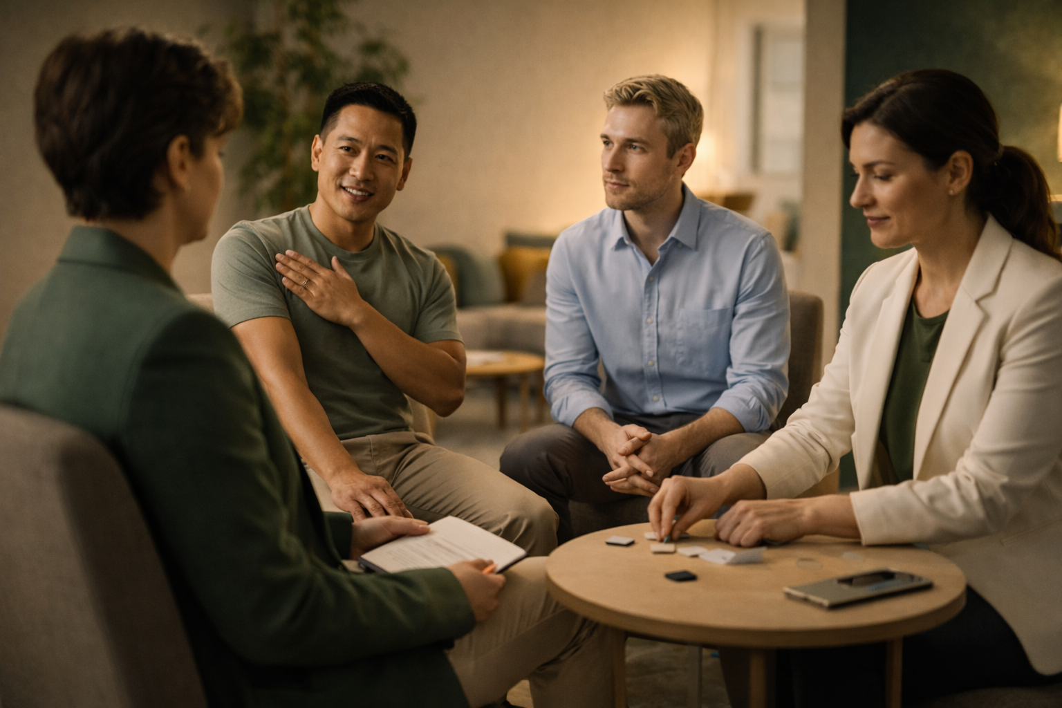 Meeting with the executive burnout recovery coaching team