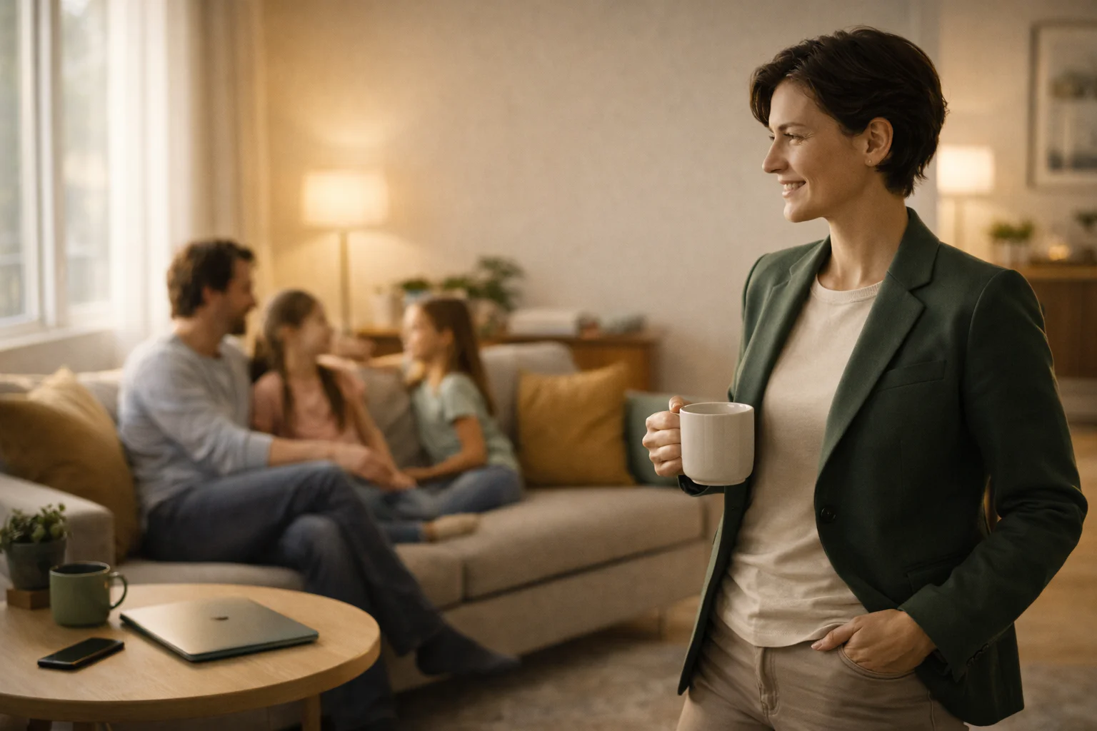 Calm morning rhythm after executive burnout recovery coaching