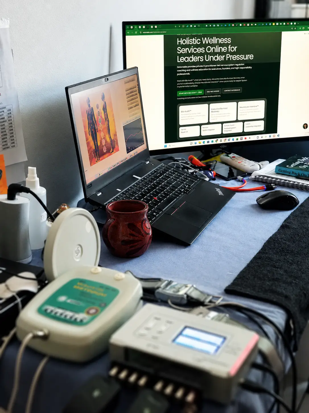 Integrative practitioner workdesk and control center for remote frequency support